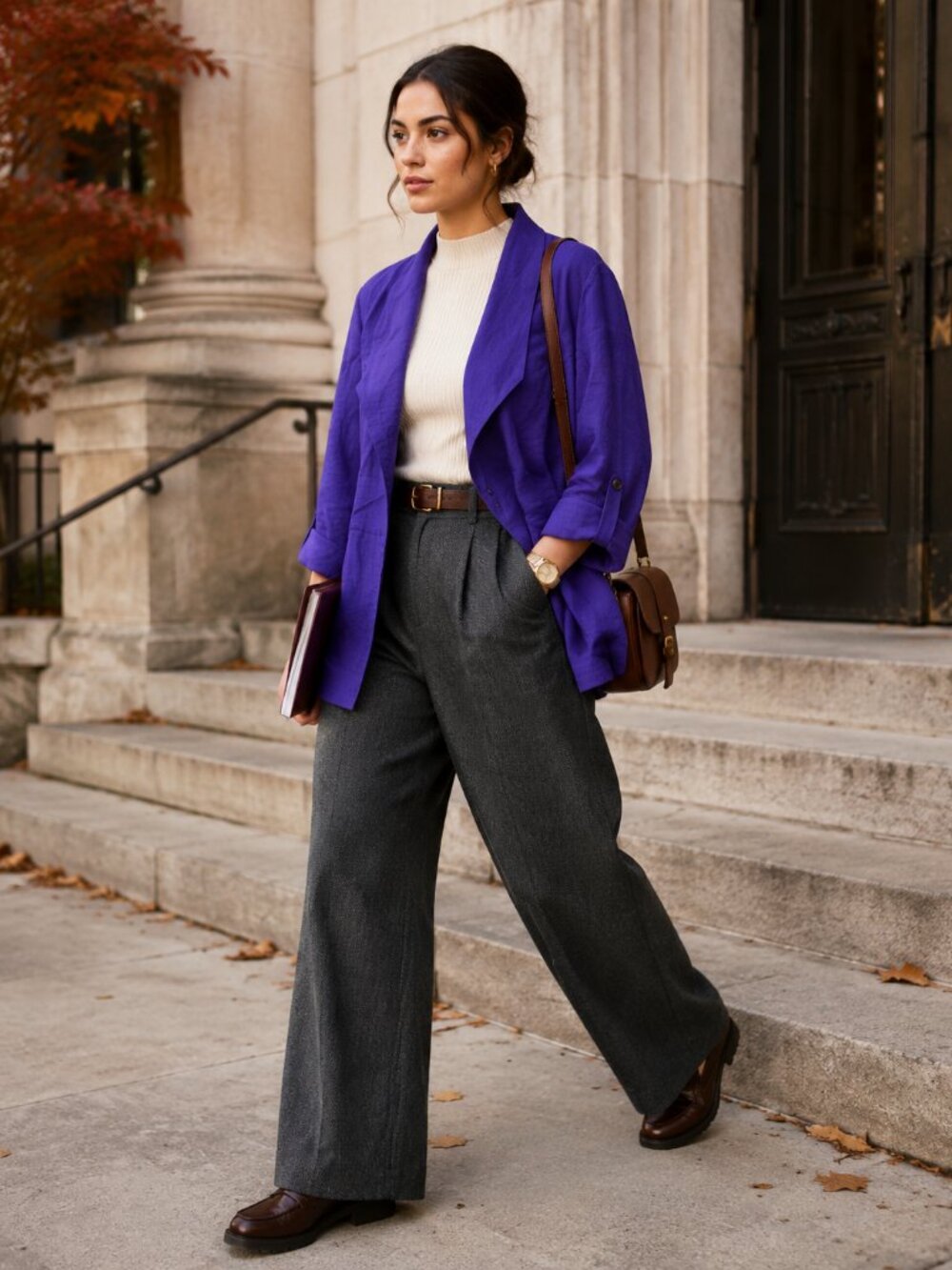 Chico purple jacket blazer size 2 collar linen look